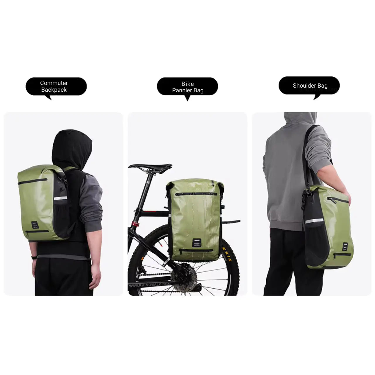 3-in-1 Bike Pannier Waterproof Backpack (22L)