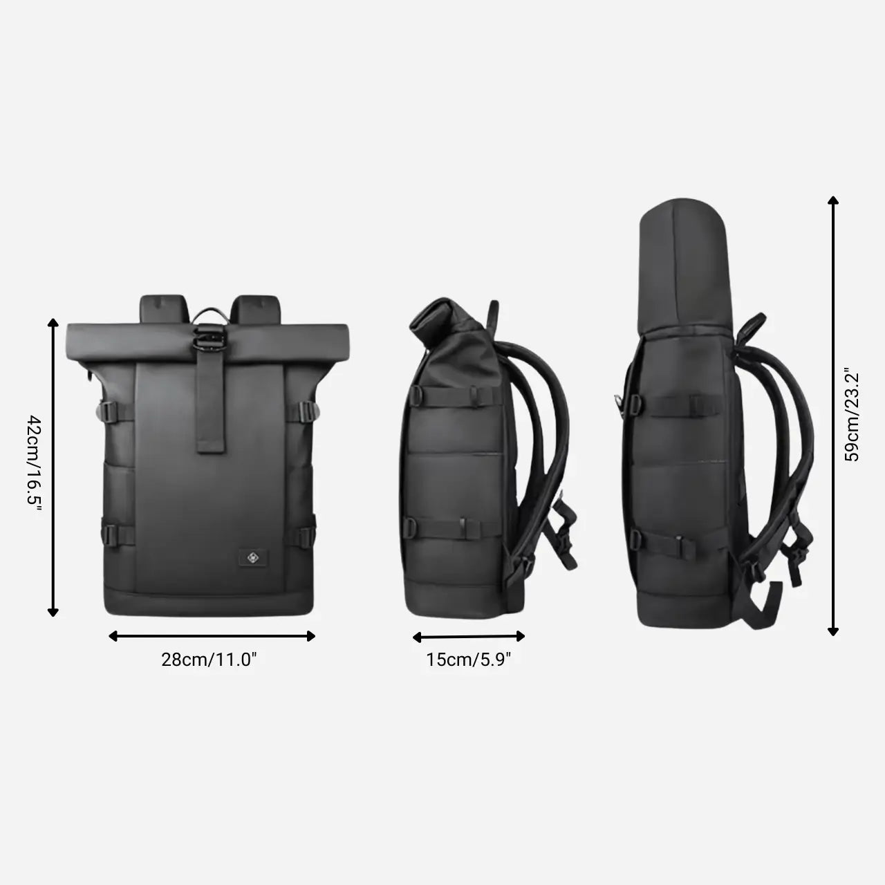 the roll top compact backpack - 18L to 25L