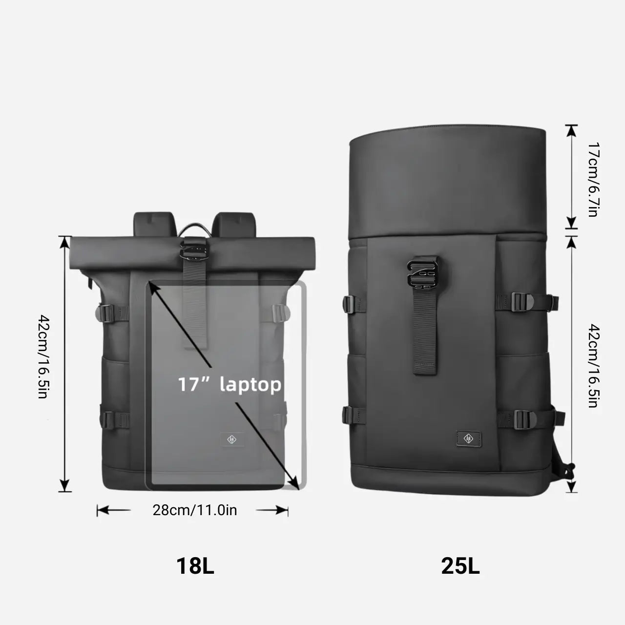 the roll top compact backpack - 18L | 25L