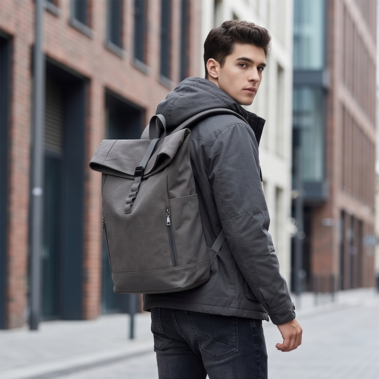 The Canvas Roll Top Commuter Laptop Backpack