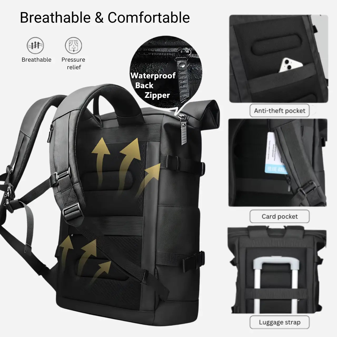 the roll top compact backpack - 18L to 25L 